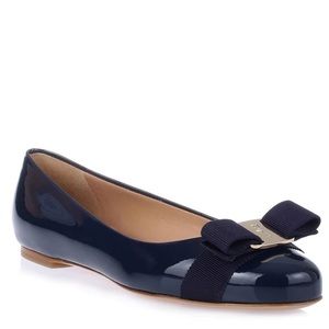 Salvatore Ferragamo Navy Blue Flats